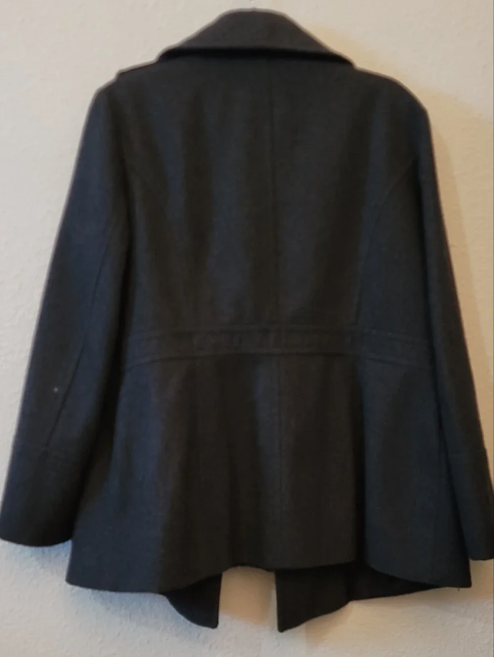 Michael Kors Dark Gray Double-Breasted Wool Peacoat